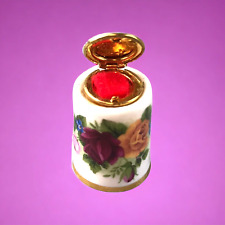 RARE Vintage BRONTE Bone China England Rose Thimble with Goldtone Locket on Top picture