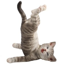 Veronese Design 4in Grey Tabby Yoga Cat Shoulder Stand Pose Resin Animal picture
