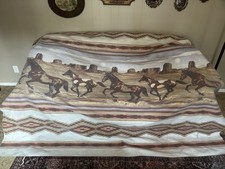 Vintage Western Horse Blanket Bedspread 90 x 102 Southwestern Desert Scene picture