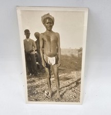 1920’s Sepia Photo Snapshot - Bhil man, Rajputana, India-French Mission Picture picture