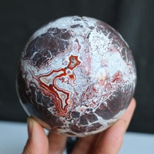 Hand carved Natural Mexican Crazy agate Ball 88mm Reiki Crystal Sphere decor 1pc picture