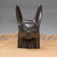 Stone Authentic Ancient Egyptian Antiquities Anubis Head Rare Statue Egyptian BC picture