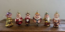 Vintage Disney Snow White Seven Dwarfs Blown Glass Ornaments Set Of 6 Missing 1 picture