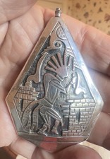 Massive 60g Hopi Sterling Silver Spinner Pendant Reversible Sun Face Kokopelli picture