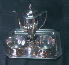 Apollo Sheffield BRS Silver Plate Coffee Set Hammered Bernard Rice's Sons 3435 picture