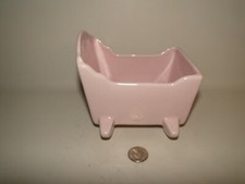 Vintage Pink Pottery Baby Cradle Vase or Planter By Signature picture