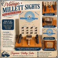 Vintage Millett Sights Dealer Counter Display Gun Shop Advertising 12x12x15 picture