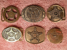 SIX (6) RARE BELT BUCKLES FIVE USSS SECRET SERVICE & ONE U.S. SEAL TOP QUALITY picture