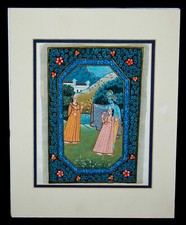 PAINTING ON SILK Radha Krishna Handmade Indian Religious MAGNIFICENT ART picture