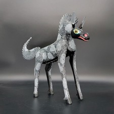 Handcrafted Black & White Oaxacan Alebrije Wood Horse Carving Francisco Cruz picture