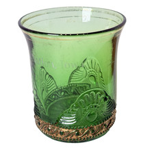 LOST NATION IOWA IA Antique GREEN Depression Glass Souvenir TRINKET CUP picture