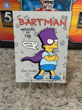 1990 Topps The Simpsons Bartman Avenger of Evil #1 Sticker Bart Watch It Dude picture