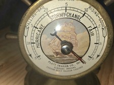 Vintage Platt Trailer Co Elkhart Indiana Brass Ship Wheel Advertising Barometer picture