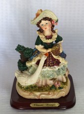 1700's Baroque Rococo Style Resin Figurine Girl Feeding Goose picture