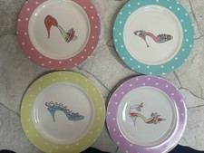 Rosanna Collector Plates Set of 4 Polka Dot Shoe Ceramic Vintage Discontinued picture