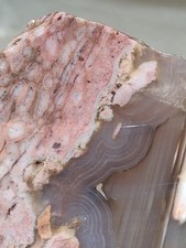 Banded Agate Swirls Inside Rhodochrosite Unique Slab Very Cool picture