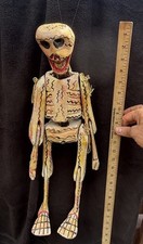 Vintage Day of the Dead Hand Carved & Painted Articulated Skeleton 24” Folk Art picture