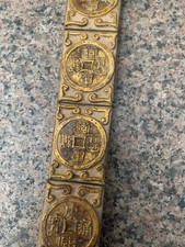 33 Inches Unique Hand Made Chinese Gold-inlaid Old Jade *Coin* Belt  picture
