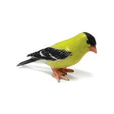 Northern Rose Yellow - American Goldfinch Bird - Miniature Porcelain Figurine picture