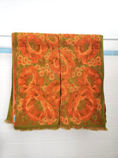 VTG Fieldcrest 1970's Burnt Orange Avocado Green Cali Poppies 2pc Bath Towel Set picture