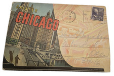 Vtg Chicago Souvenir Photo book 1940's Curt Teich 18 photos 3 cent stamp picture