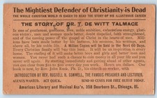 1902 Story Of Dr T DE Witt Talmage American Literary Musical Chicago IL Postcard picture