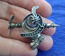 Vintage Innsbruck Austria Dangle Souvenir Tourist Green Lapel Hat Mining Pin picture