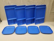 8pc Lot of Tupperware Blue Plastic 1535-3 Lunch Trays & 1534-17 Square Plates picture