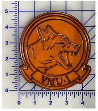 MARINE CORPS VMU-1 WATCHDOGS ANTIQUE LEATHER PATCH picture