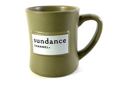 Sundance Channel Ceramic Coffee Mug 14 Oz Green 3D Logo Made in USA picture