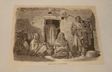 1877 magazine engraving ~ NUBIAN HUT AND WOMEN, Egypt picture