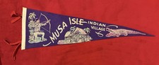Rare Vintage Musa Isle Indian Village 25 Inch Travel Pennant Seminole Miami picture