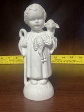 Vintage 1967 Goebel HJ32 Shepherd Boy Lamb White Bisque Figurine W Germany picture