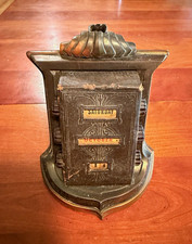 Vintage Metal Perpetual Desk Calendar Art Deco Style w/ Date & Month Dials picture