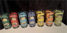 RARE Vintage MCM Starlyte What’s Your Pleasure Poison Highball Glasses Set Of 7 picture