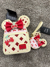 Loungefly Disney Minnie Mouse Cherry Pie Cream Mini Backpack w/ Coin Purse picture
