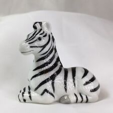 2.7” Resting Zebra Figurine, Vintage Porcelain, Glazed Collectible❤️ picture