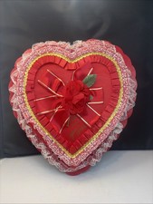 Vintage 1988  Valentine's Day Heart Shaped Chocolate Candy Box 11.5” Mom Signed picture