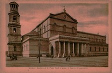 Roma Italy Basilica di San Paolo Fuori le Mura Campanile Vintage Postcard picture