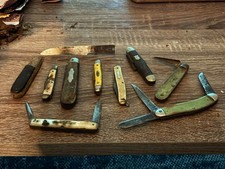 Vintage Pocket Knife Lot of 10 Bone Wood Brass USA  picture