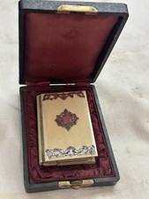 ART NOUVEAU MUSEUM QUALITY and STERLING SILVER DANCE CARD W/PENCIL ORIGINAL BOX picture