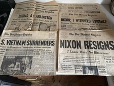 Vintage Historic Newspaper Set JFK Nixon Resignation Vietnam War End COMPLETE picture