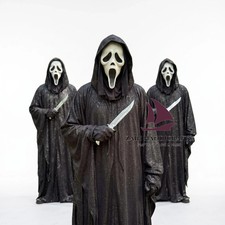 ZAIN Scream Ghost Face Black Glitter Robe Mask Horror Halloween Costume picture