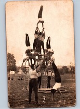 c1928 Sokol Gymnasts Human Pyramid Men Gay Interest RPPC Real Photo Postca picture