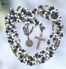 Dominical Lady of the Rosary 15 Decades Rosary - Bronze Heirloom | Blue White picture