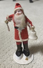 Vintage JAPAN CELLULOID FACE “BELSNICKEL SANTA” PUTZ FIGURE (5.5”)-Candle & Bell picture