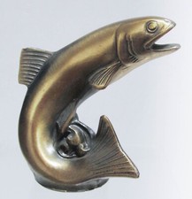 Trout fish paperweight fly fishing brass metal made in USA made picture