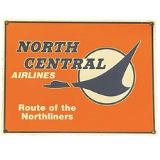 Vintage North Central Airlines Metal Advertising Sign 12x9 Northliners picture