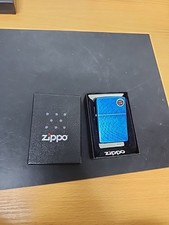 Zippo Windproof Iced Blue Diamond Plate Lighter with Zippo Flames 28341, NIB picture