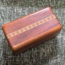 Vintage Heartwood Box Slide Top Inlaid Wood picture
